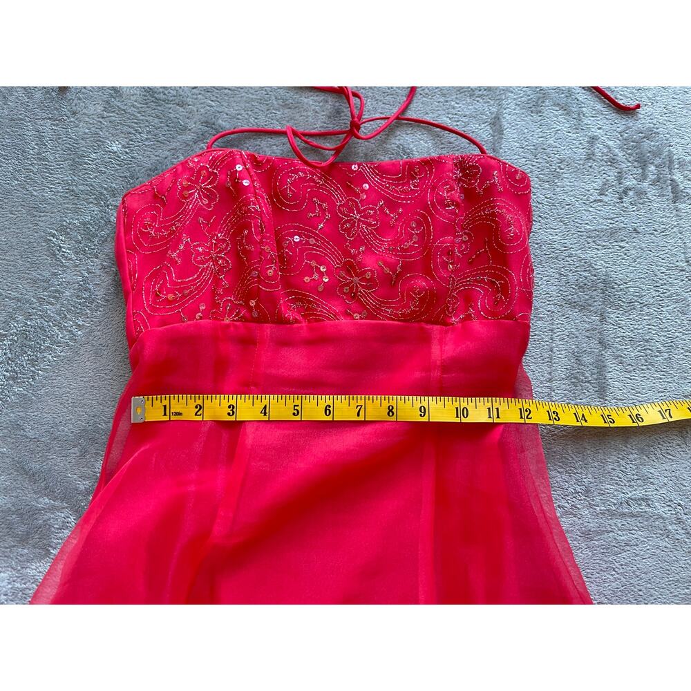 Vintage 90s Y2K Floral Beaded Embroidered‎ A Line Gown Dress 3 4 Fairy 2000s - Picture 14 of 16